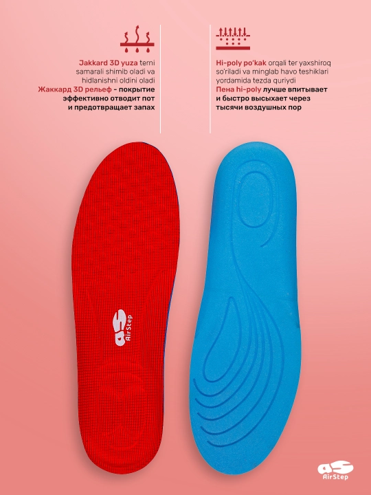 Стельки для обуви AIRSTEP, спортивные стельки, для тренировок и повседневной обуви