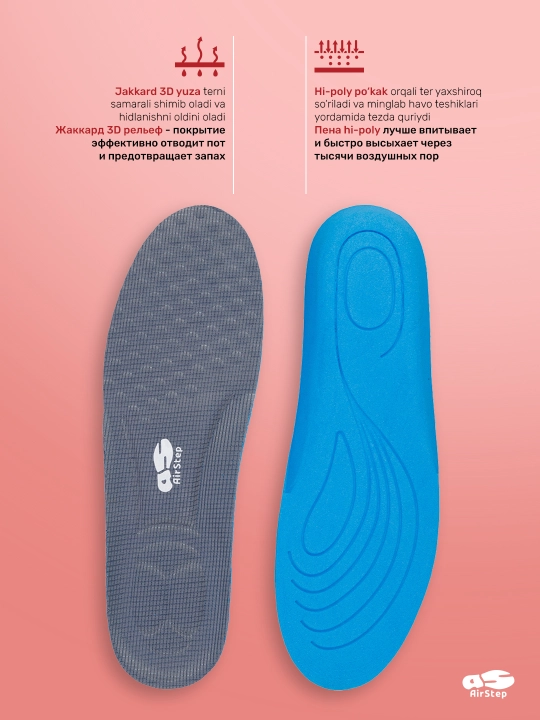 Стельки для обуви AIRSTEP, спортивные стельки, для тренировок и повседневной обуви