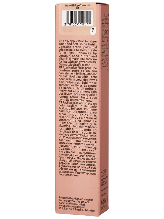 NOTE BB Lip Corrector 01, 02 va 03 ranglar lablar uchun BB korrektor