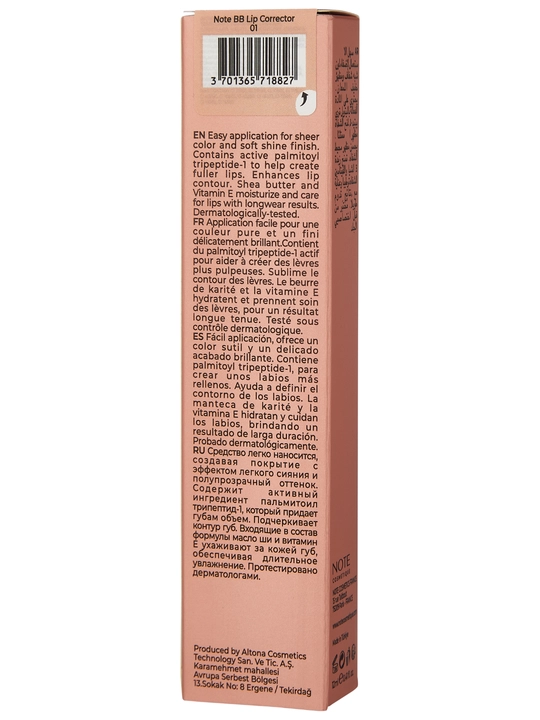 NOTE BB Lip Corrector 01, 02 va 03 ranglar lablar uchun BB korrektor