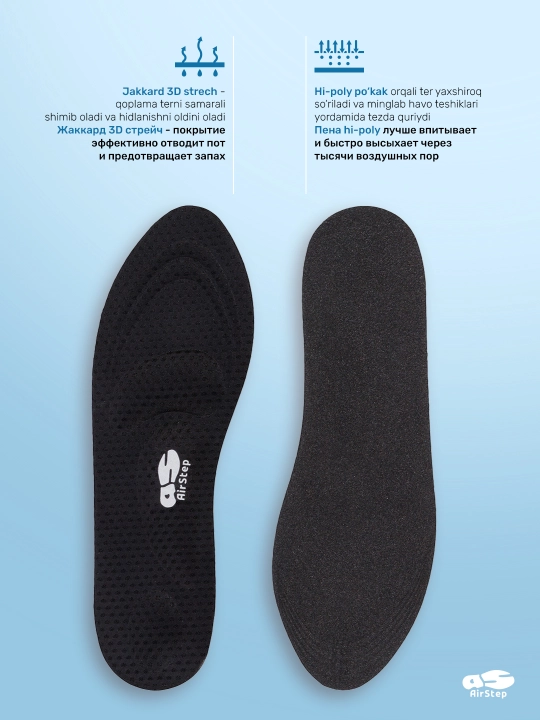Стельки для обуви AIRSTEP, универсальные мягкие анатомические стельки