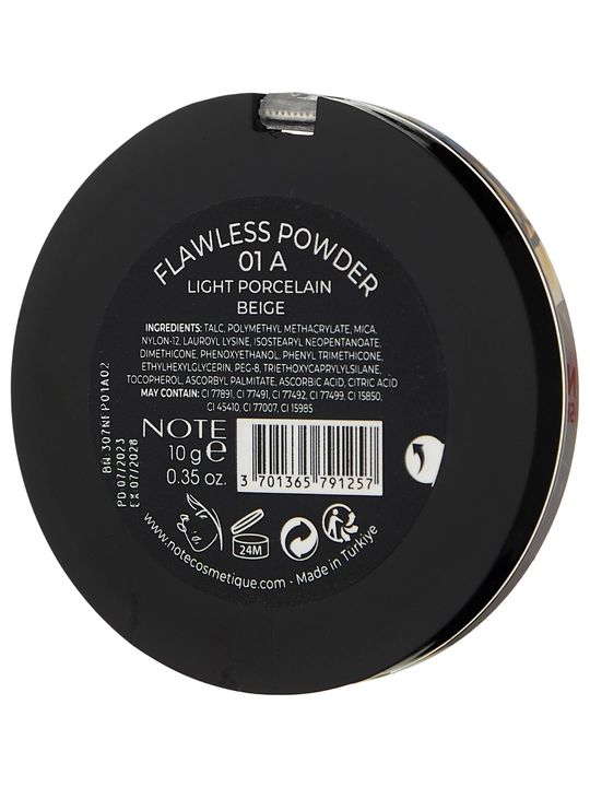 NOTE Flawless Powder matlashtiruvchi yuz upasi 10 g, makiyajni fiksatsiya, 01-03