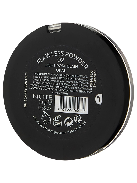 NOTE Flawless Powder matlashtiruvchi yuz upasi 10 g, makiyajni fiksatsiya, 01-03