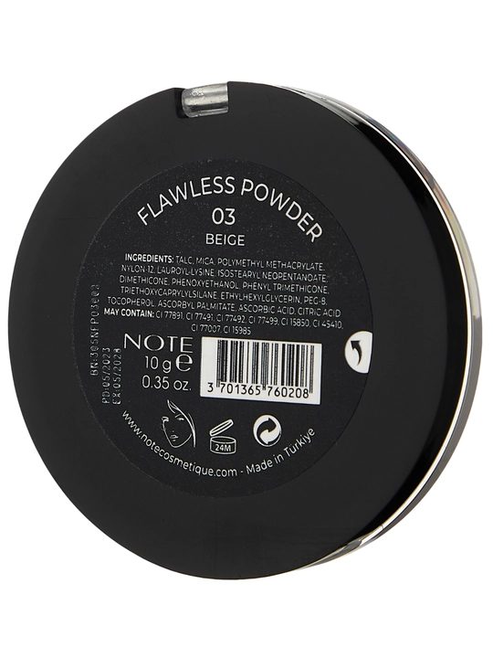 NOTE Flawless Powder matlashtiruvchi yuz upasi 10 g, makiyajni fiksatsiya, 01-03