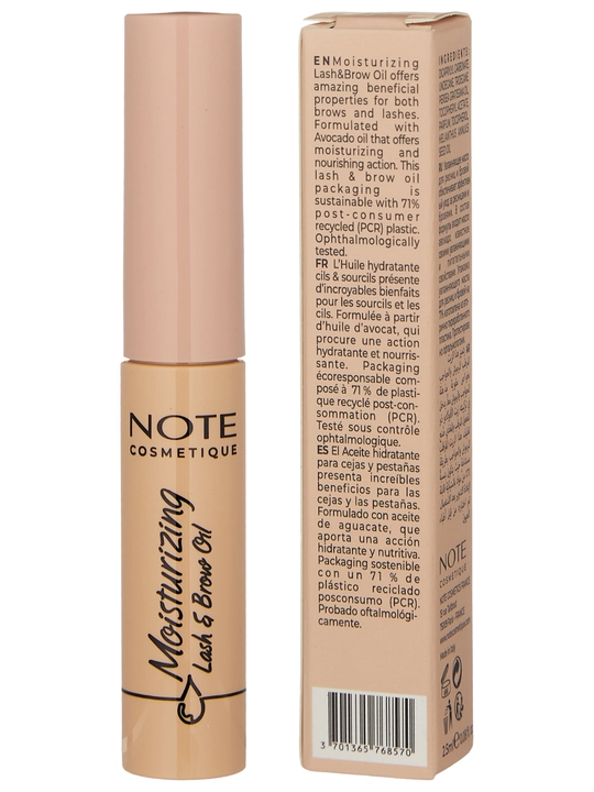 Kirpiklar va qoshlar uchun moy NOTE MOISTURIZING LASH & BROW OIL, 2.5 ml