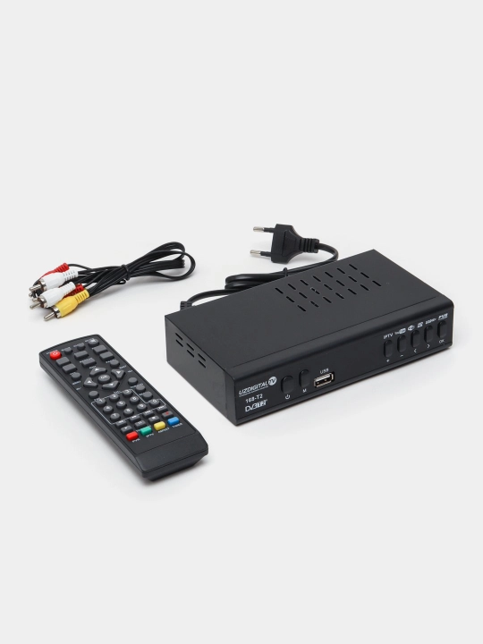 Raqamli TV tyuner DVB-T2, 20+ kanal, HD sifat, pult bilan