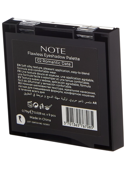 Палетка теней для век NOTE FLAWLESS EYESHADOW PALETTE, 02, 0.79 г, x9