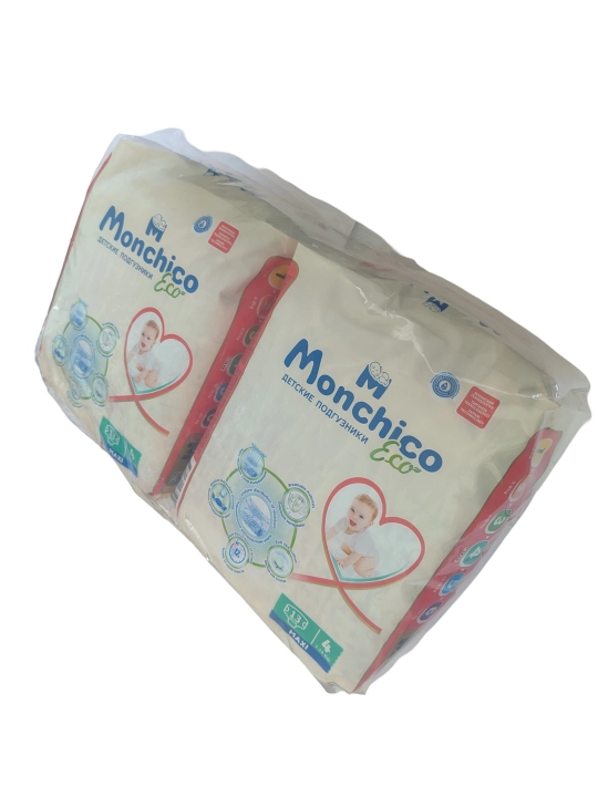 Подгузники Monchico Eco+, 26 шт 2 в 1, упаковке 26 шт размер 4, 7-14 кг