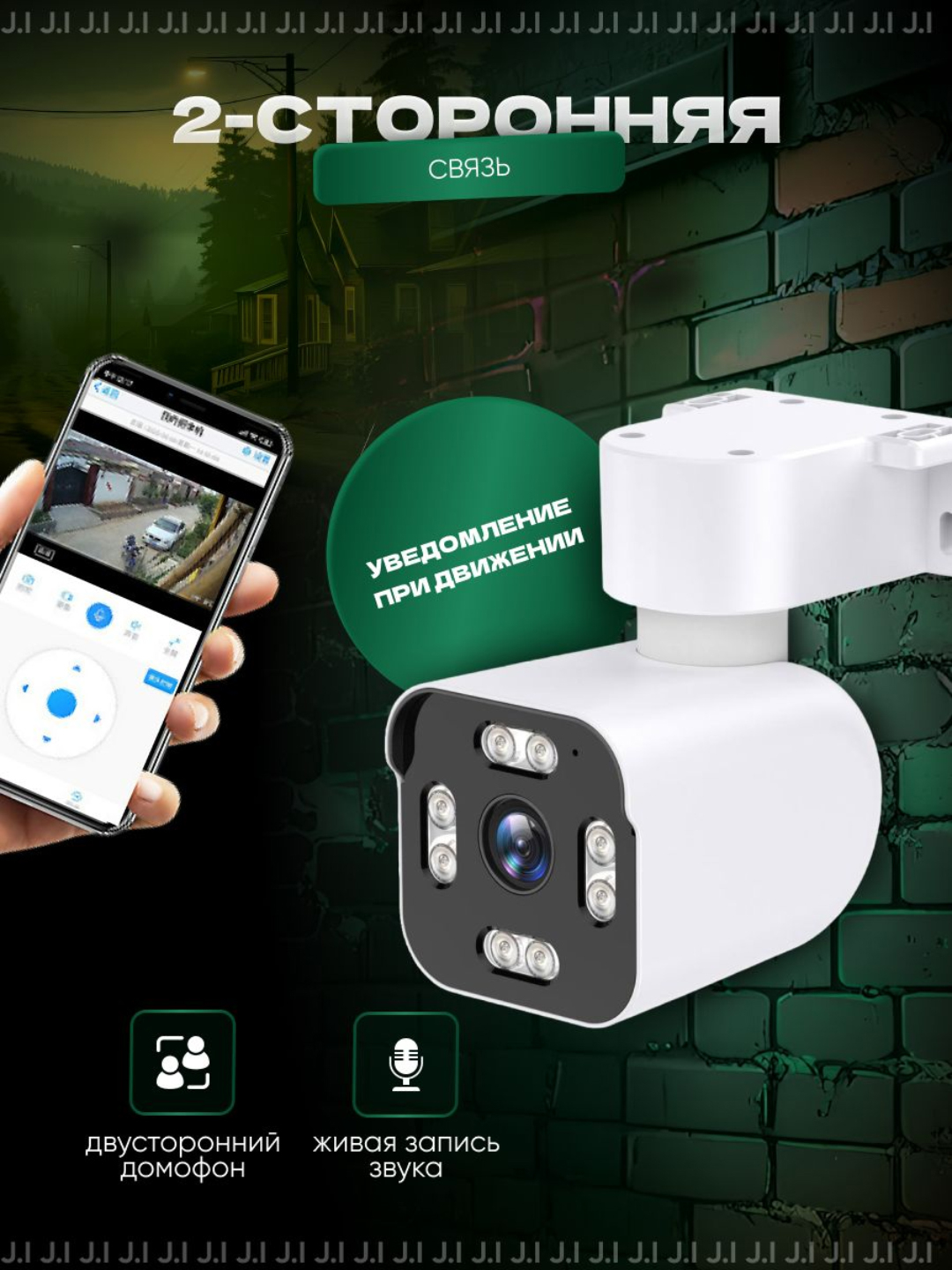 Умная беспроводная камера наблюдения с Wi-Fi, простая в установке, FULL ...
