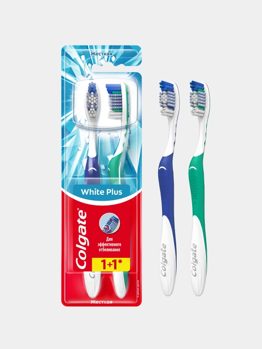 Tish cho'tkasi Colgate White Plus, 1 + 1