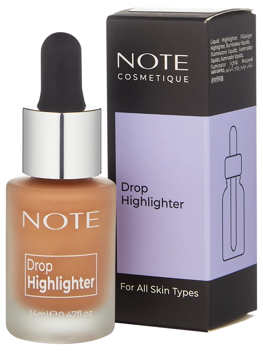 Хайлайтер для лица NOTE Drop Highlighter, 14 мл, оттенки 01, 02, 03 для сияния кожи
