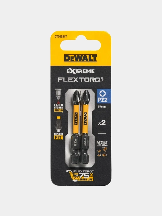Bit to'plami DeWALT FLEXTORQ PZ2х57 mm, 2 dona, DT70531T-QZ - 