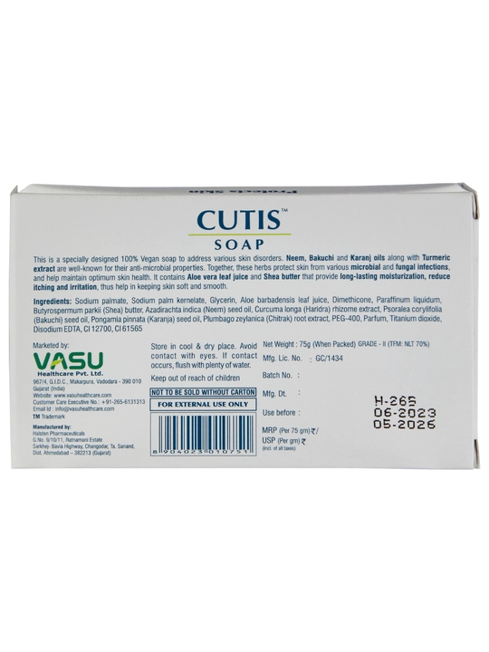 Qo'ziqorinlarga qarshi sovun Vasu Cutis, 75 g