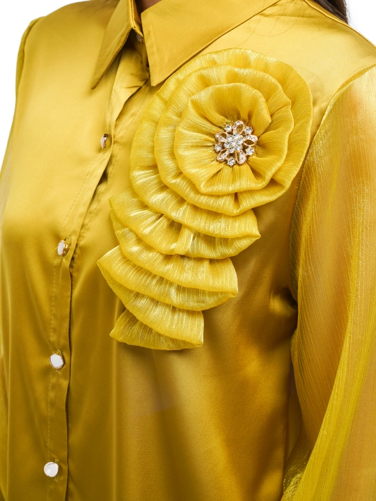 Женская рубашка, с декоративным цветком, DEGO, 44-S  50-2XL