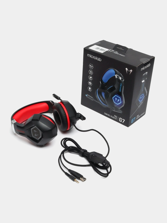 Naushniklar Microlab G7, ko'k+qora, qizil+qora - 