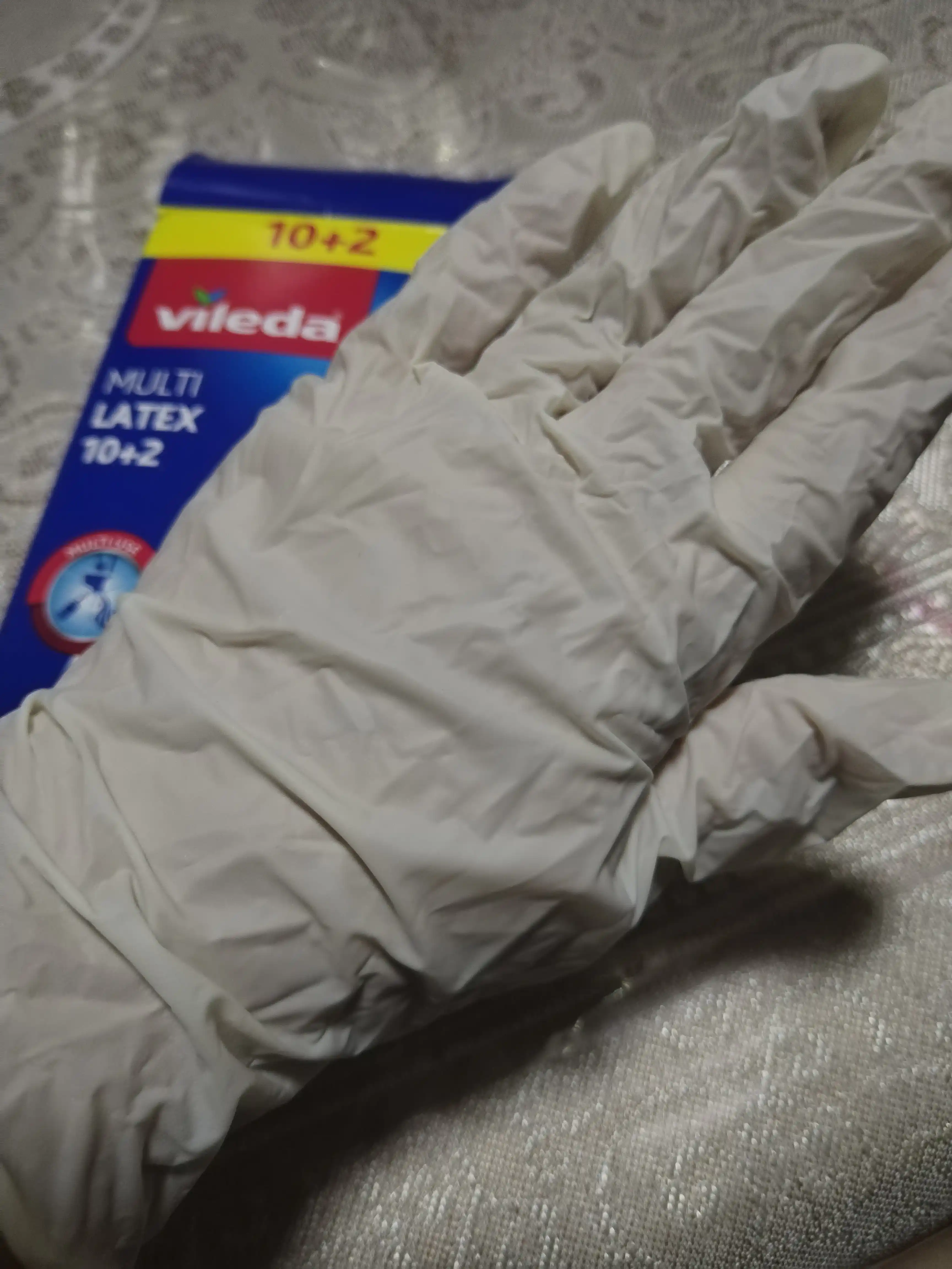 Vileda Multi Latex Gloves qo'lqoplari 12ta, uy tozalash, idish yuvish va bog'dorchilik