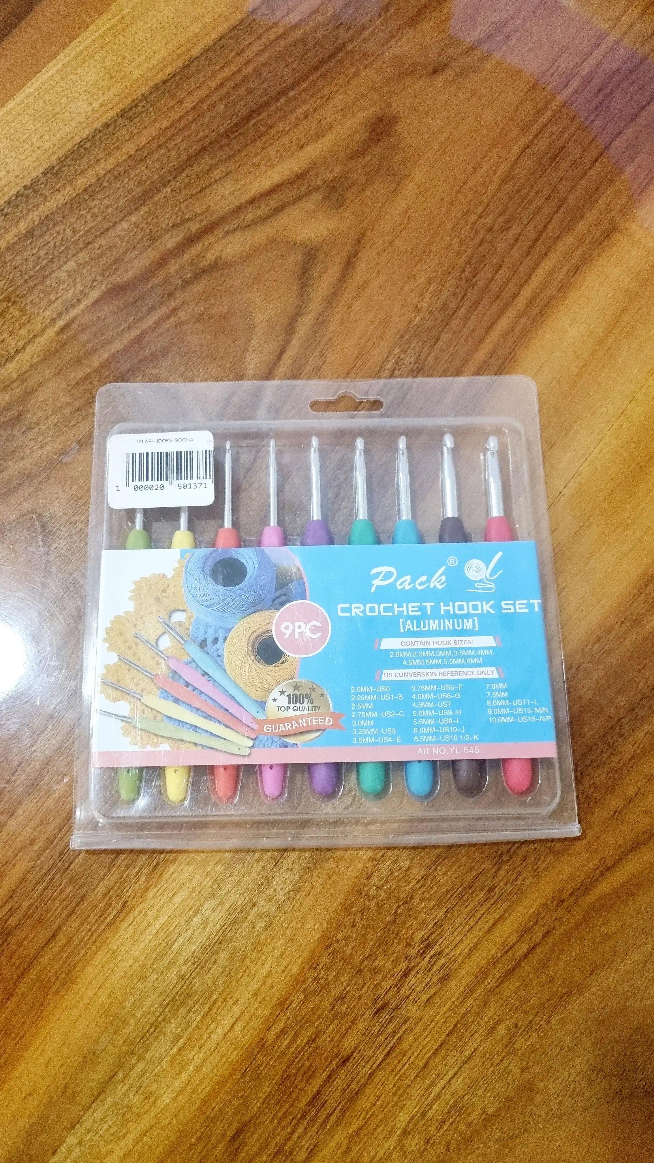 To‘qish uchun ilgak, rezina dastali to‘plam, 9 dona