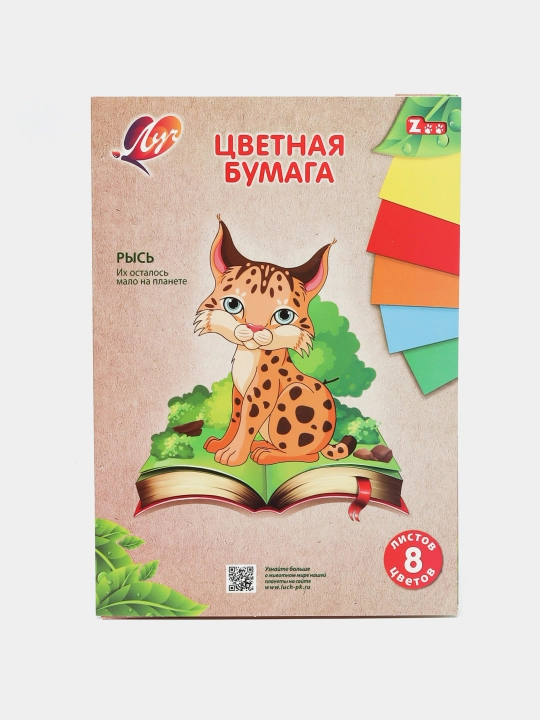 “Zoo” rangli qog‘oz to‘plami A4, 8 rang, 8 varaq, bir tomonlama (Ryis)
