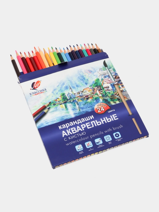 Карандаши акварельные «Классика цвета», 24 цв, с кистью