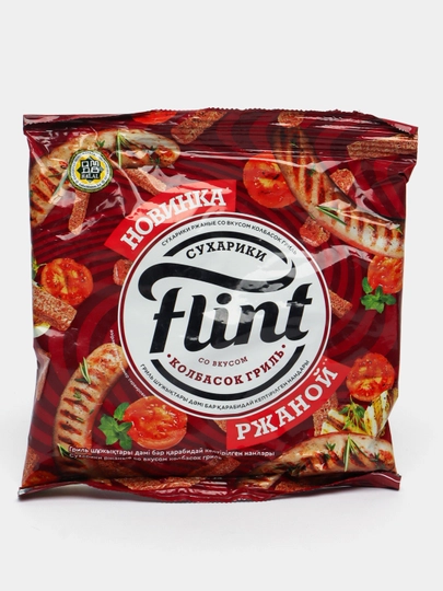 Сухарики Flint, со вкусом колбасок гриль, 100 г — SNACKS1-P123CAC