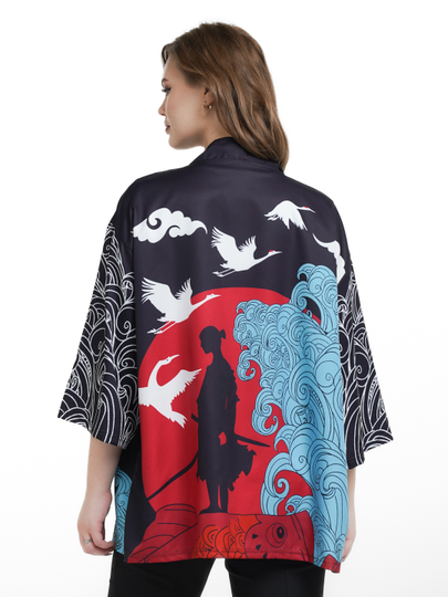 Kimono Haori ko'ylagi, uniseks, sharqona uslubda, turli bosma bilan - 