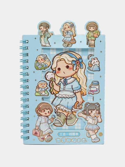 Блокнот с наклейками Kuromi Sanrio, стикербук, размер 16 * 12 см — ASAS-BLOKKUR-ГОЛУБ-CINAMOR