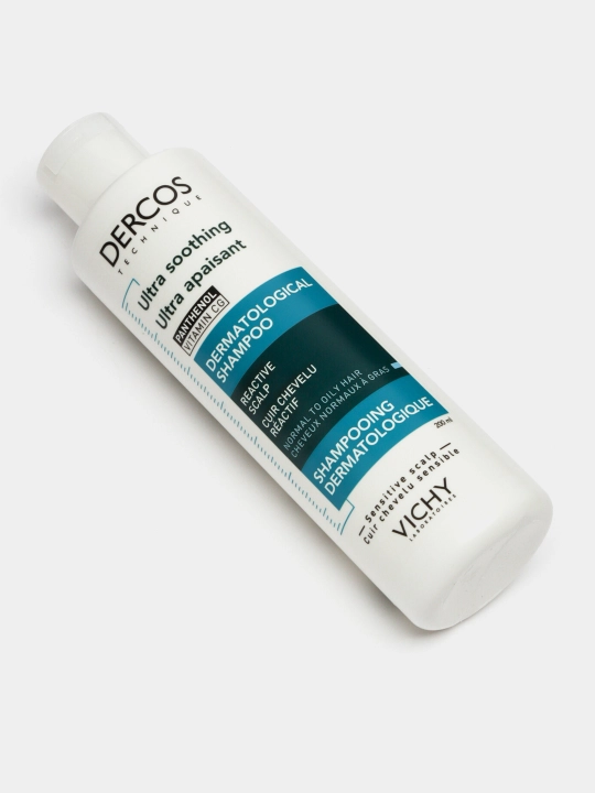 Tinchlantiruvchi shampun-parvarish, Vichy DERCOS, oddiy va yog'li sochlar uchun sulfatsiz, 200 ml