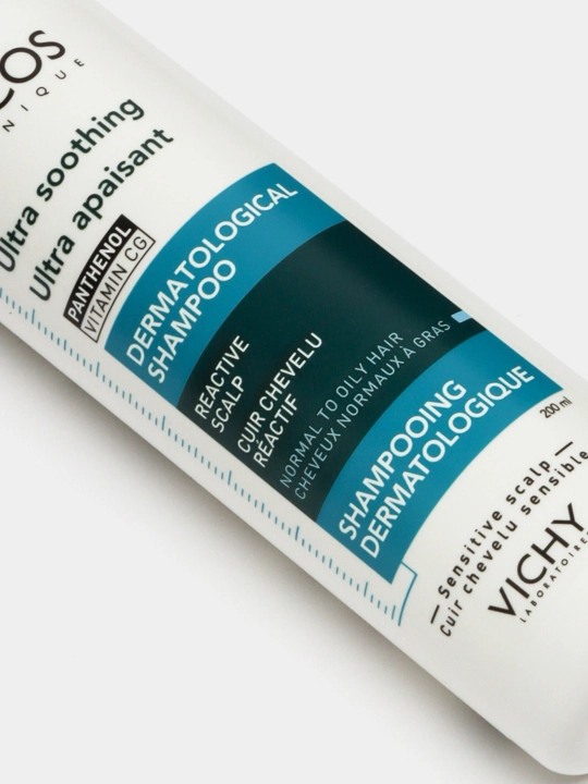 Tinchlantiruvchi shampun-parvarish, Vichy DERCOS, oddiy va yog'li sochlar uchun sulfatsiz, 200 ml