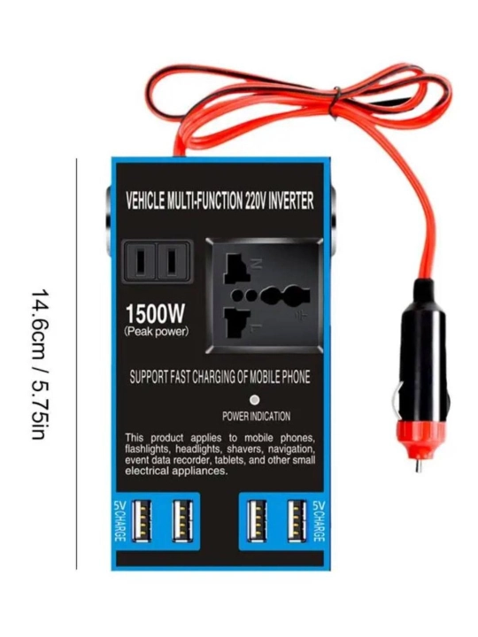 Автомобильный инвертор, розетка с 4 USB-портами преобразователь 12 В/24 В в 220 В, 1500 Вт - 