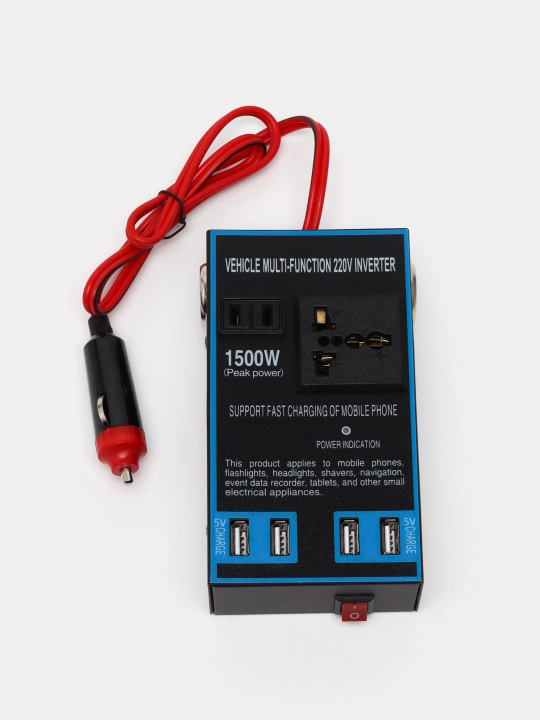 Автомобильный инвертор, розетка с 4 USB-портами преобразователь 12 В/24 В в 220 В, 1500 Вт