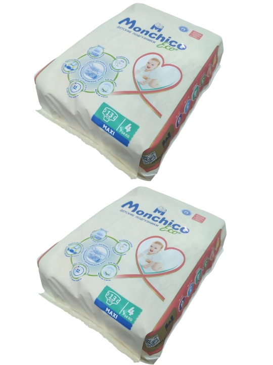 Подгузники Monchico Eco+, 26 шт 2 в 1, упаковке 26 шт размер 4, 7-14 кг - 