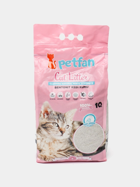 Mushuk hojatxonasi uchun to‘ldiruvchi, "PETFAN" tabiiy oq bentoniti, 10 litr