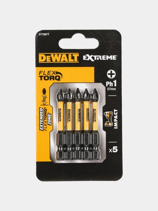 Набор бит DeWALT FLEXTORQ PH1 х 57 мм, 5 шт DT7997T-QZ - 