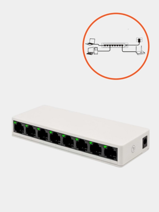 Сетевой коммуникатор PIX-LINK LV-SW08, 8 портов, 10 / 100 mb/s, адаптер для дома и офиса - 
