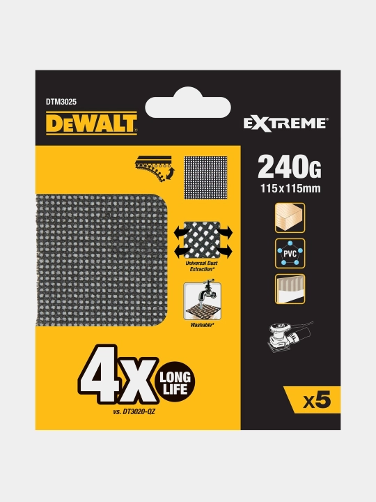 Silliqlash tarmog'i DeWalt 240G 115х115mm 5 dona DTM3025-QZ