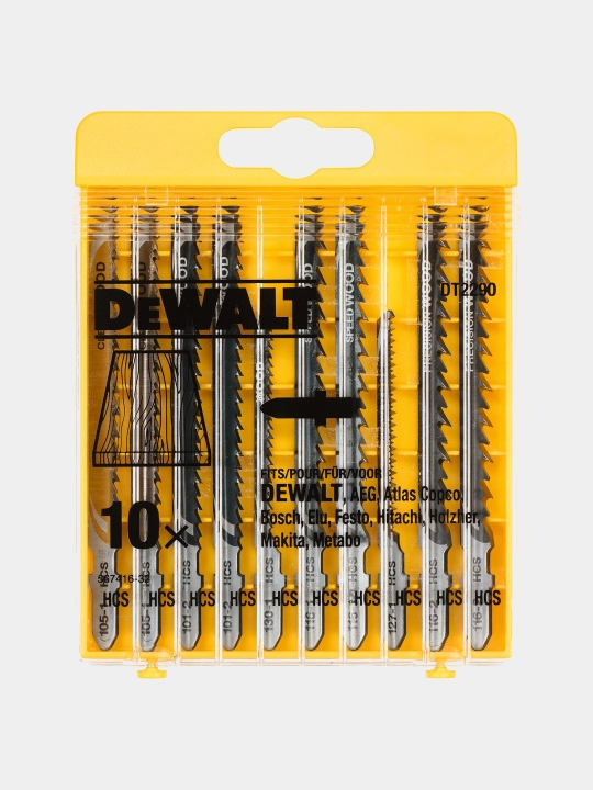 Набор пилок для лобзика по дереву DeWALT 10 шт, DT2290-QZ