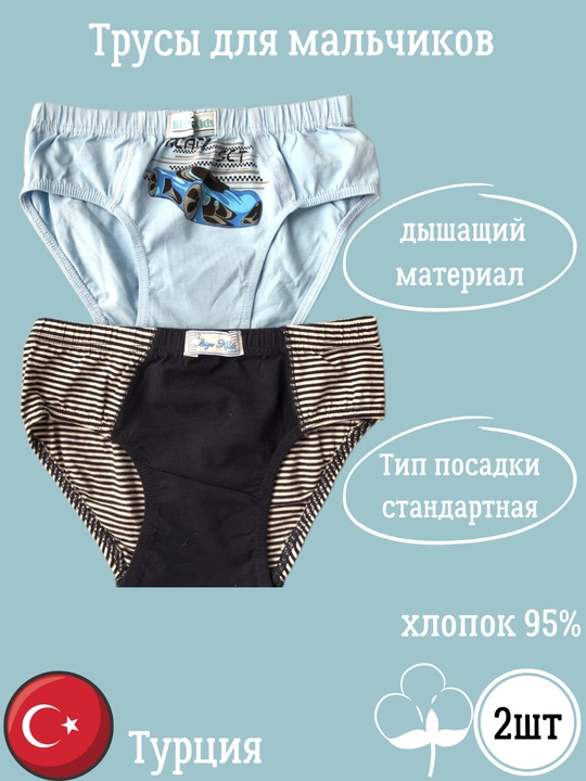 Трусы слипы для мальчиков, в наборе 2 штуки, хлопковый, Турция