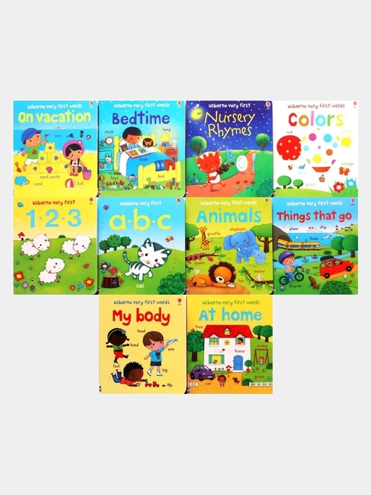 Ingiliz tilini o'rgatish uchun Usborne kitobi, qattiq muqovali bolalar kitoblari, 10 dona