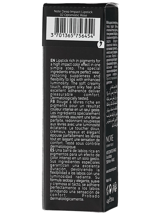 Lab bo'yog'i NOTE DEEP IMPACT LIPSTICK, 02, 03, 04, 06, 08 и 11, 4.5 gr