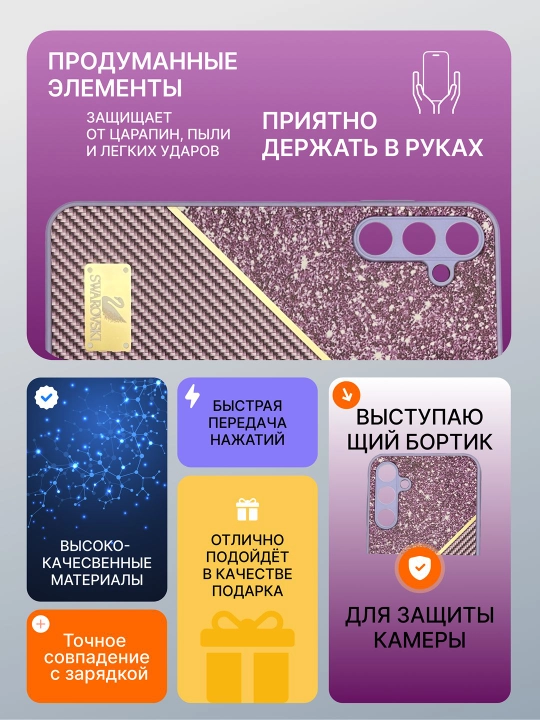 Чехол для смартфона Samsung A15 тонкий, защищает блок камер, ударопрочный