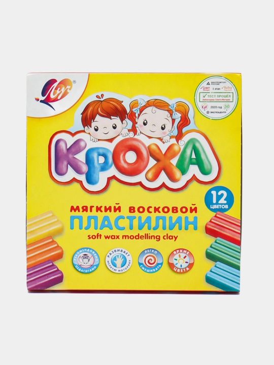 Пластилин мягкий, "Кроха", 12 цветов