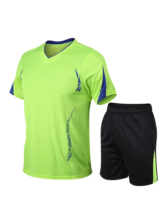 Trening uchun erkaklar ikki qismli sport kiyimlari, L-XXL, futbolka va shortilar - 