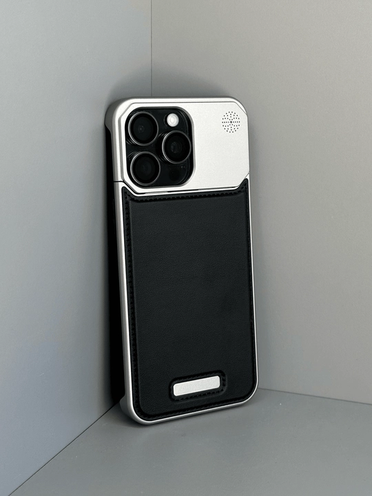 Кожаный металлический чехол для iPhone 14, 15, 16 Pro / Max, MagSafe, с ароматом - 