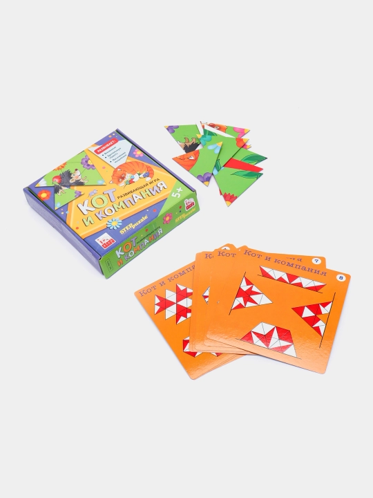 O'quv o'yini Step Puzzle Mushuk va kompaniya. Trimino IQ step