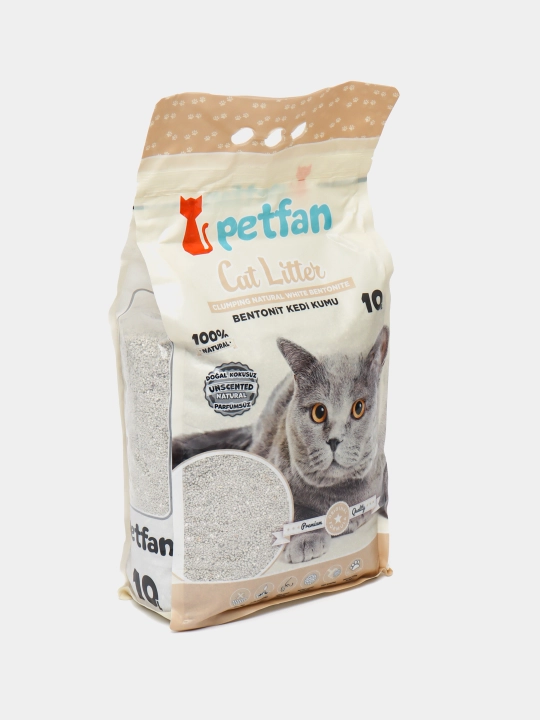 Mushuk hojatxonasi uchun to‘ldiruvchi, "PETFAN" tabiiy oq bentoniti, 10 litr