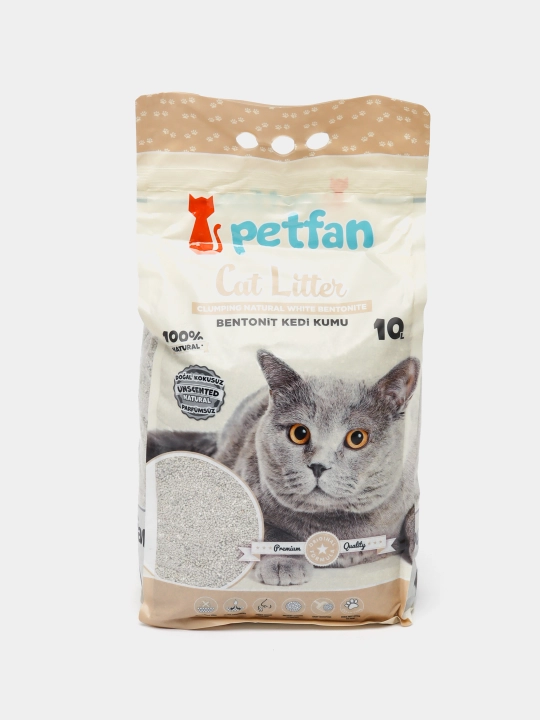 Mushuk hojatxonasi uchun to‘ldiruvchi, "PETFAN" tabiiy oq bentoniti, 10 litr