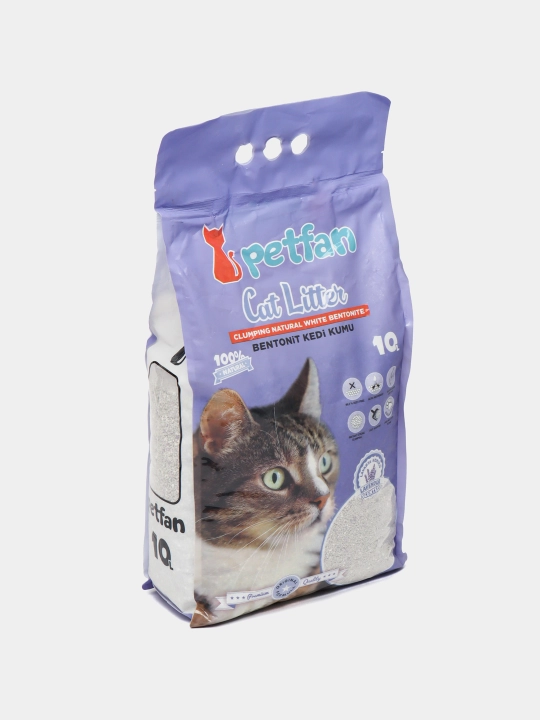 Mushuk hojatxonasi uchun to‘ldiruvchi, "PETFAN" tabiiy oq bentoniti, 10 litr