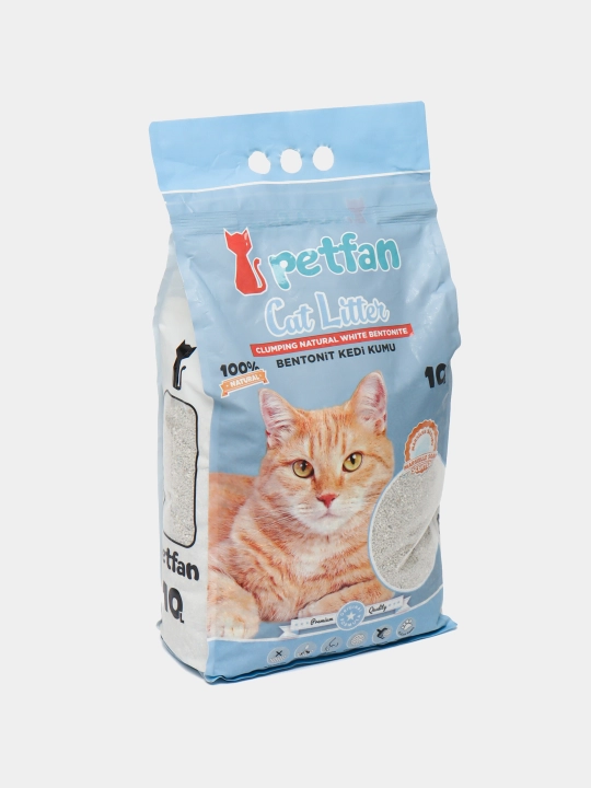 Mushuk hojatxonasi uchun to‘ldiruvchi, "PETFAN" tabiiy oq bentoniti, 10 litr