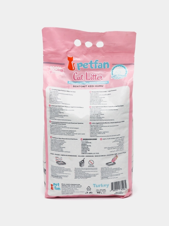 Mushuk hojatxonasi uchun to‘ldiruvchi, "PETFAN" tabiiy oq bentoniti, 10 litr