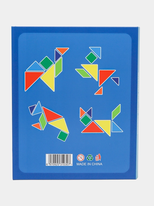 Ta'limiy yog'och jumboq o'yini Tangram, magnitli, tangram vazifalar bilan, tetris